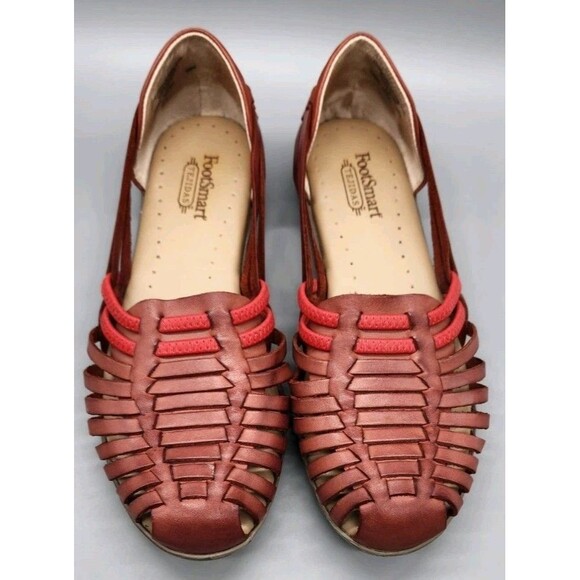 Footsmart Tejidas Women's Leather Sandals Brown Red 8M Closed Toe 90's Y2K - Picture 15 of 16